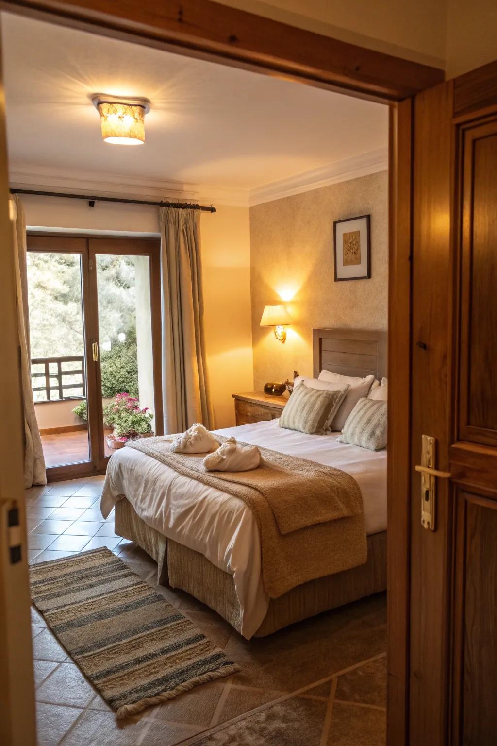 Strategic bed location enhances security and command.