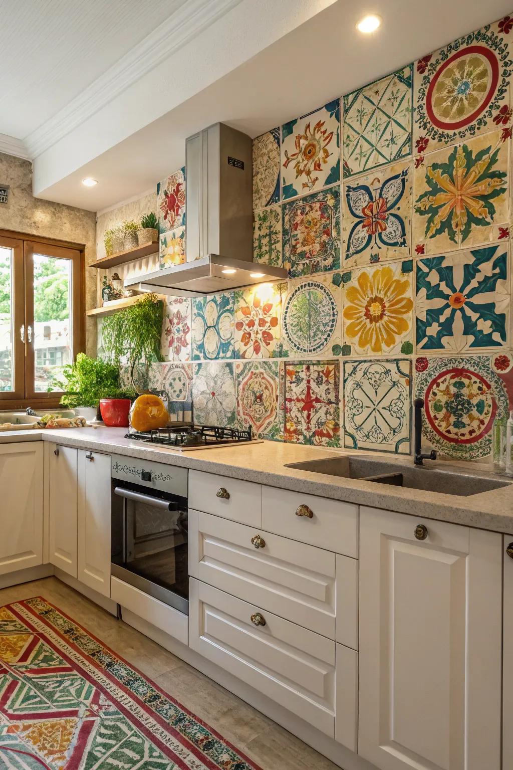 Cultural flair: Traditional tiles that narrate a story in your kitchen.