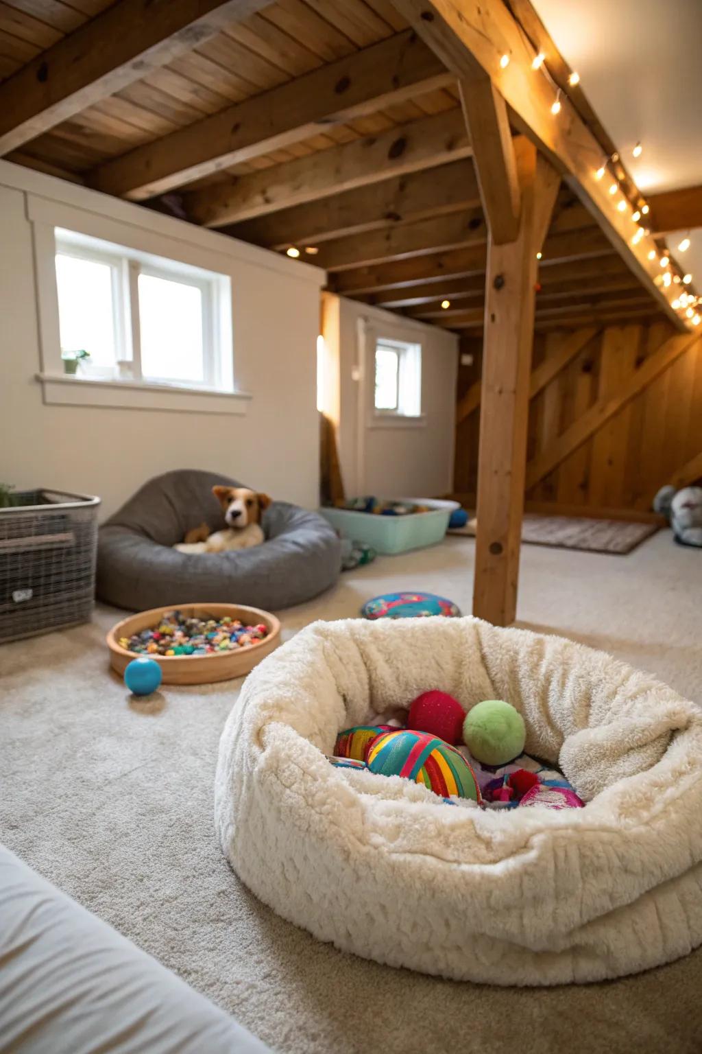 Design a comfortable retreat for your pets.