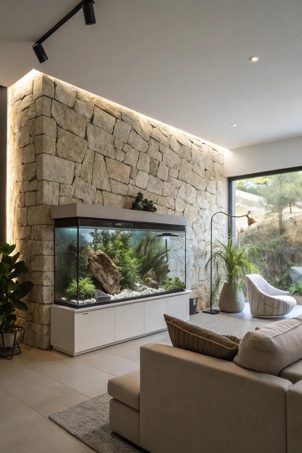 Enhance your area through a raw stone facade.