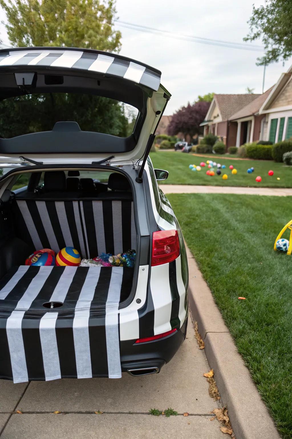 Your football theme will be more whimsical with referee stripes.