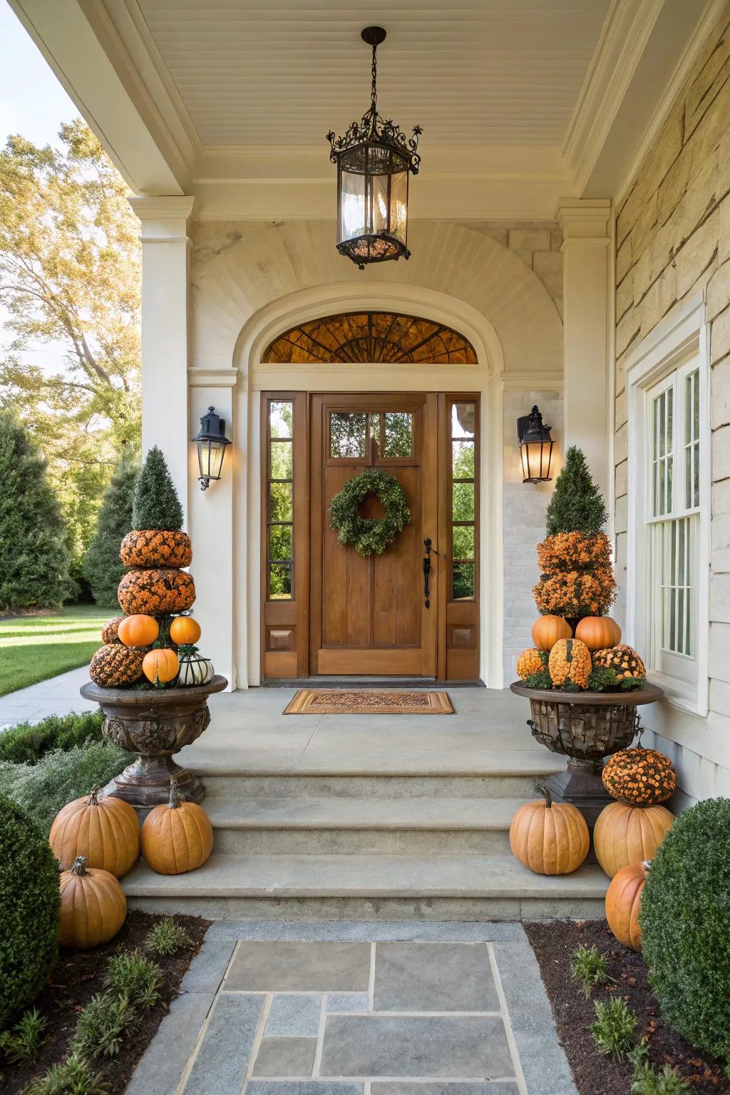 Pumpkin structures present a sophisticated spin on conventional decoration.