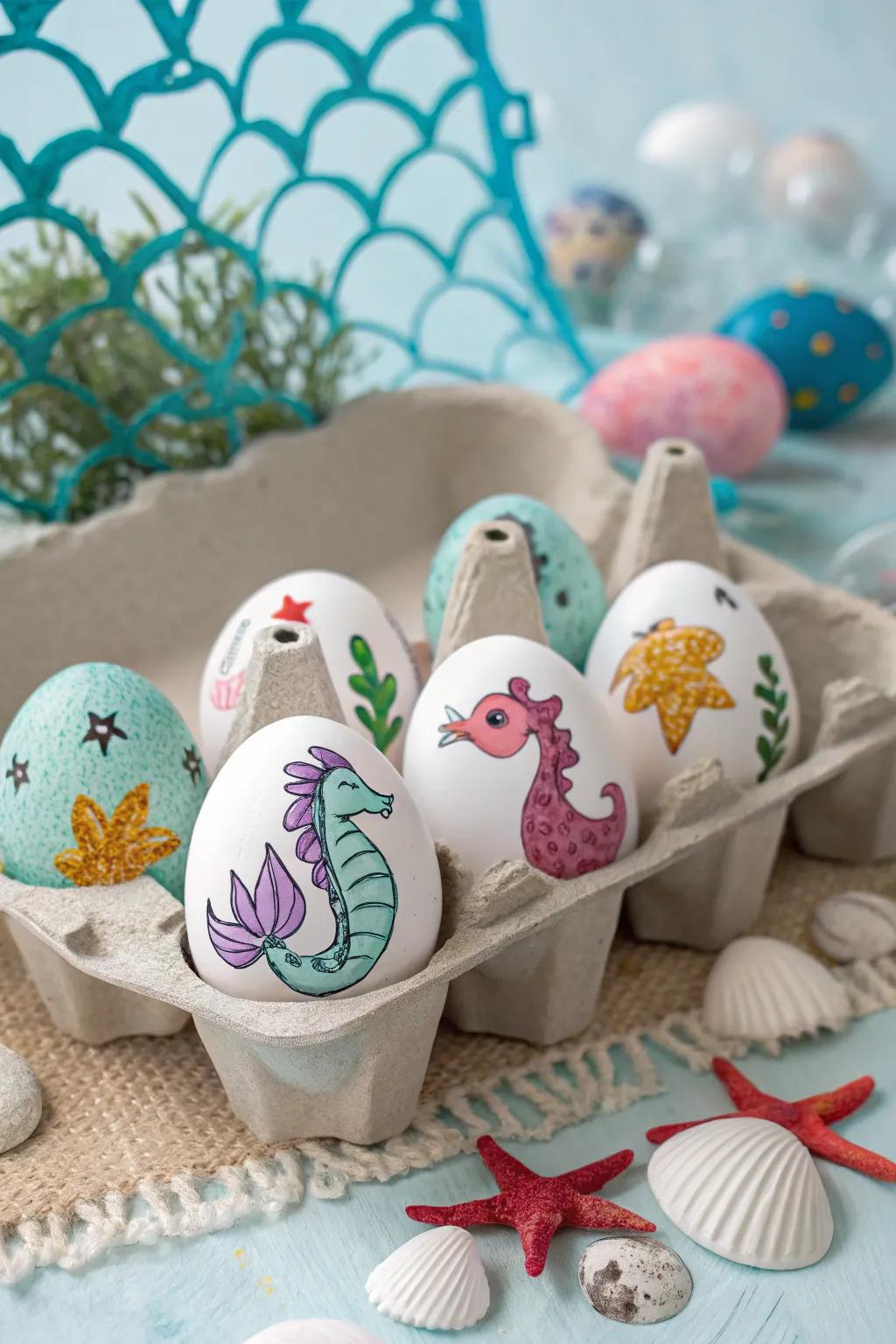 A delightful under-the-sea egg assortment.