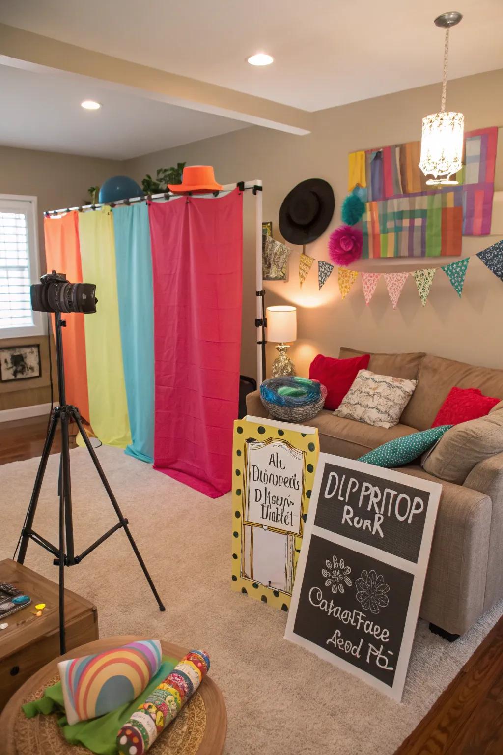 A playful homemade picture spot for capturing fun Galentine's Day memories.