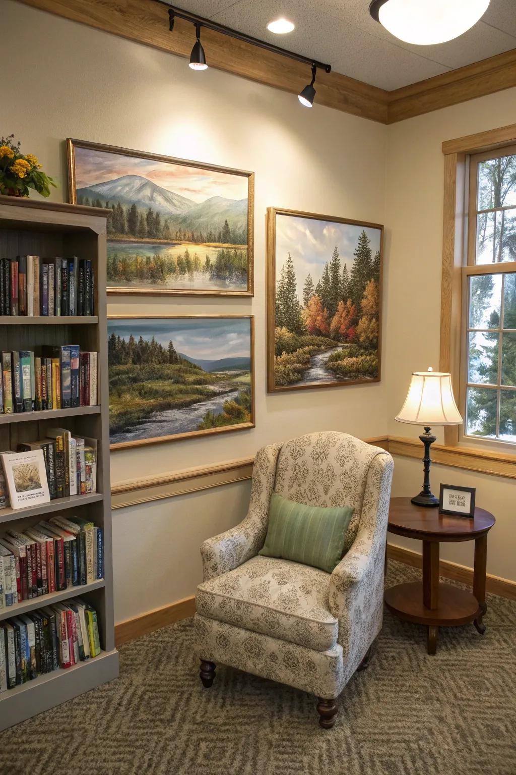 Connected themes with landscape scenes creating a compelling narrative.