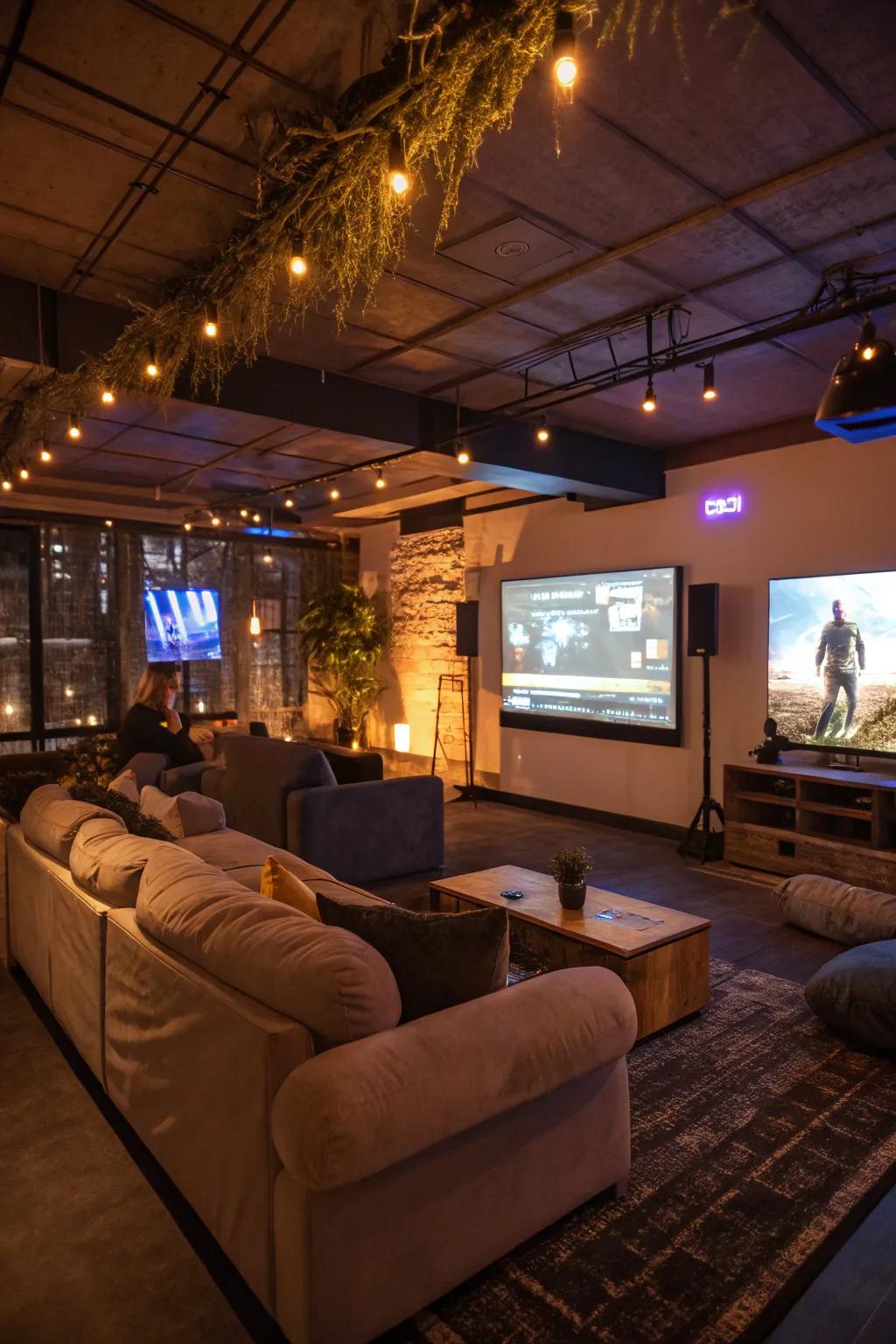 Ambiance lighting enriches the engaging feeling of the gaming corner.