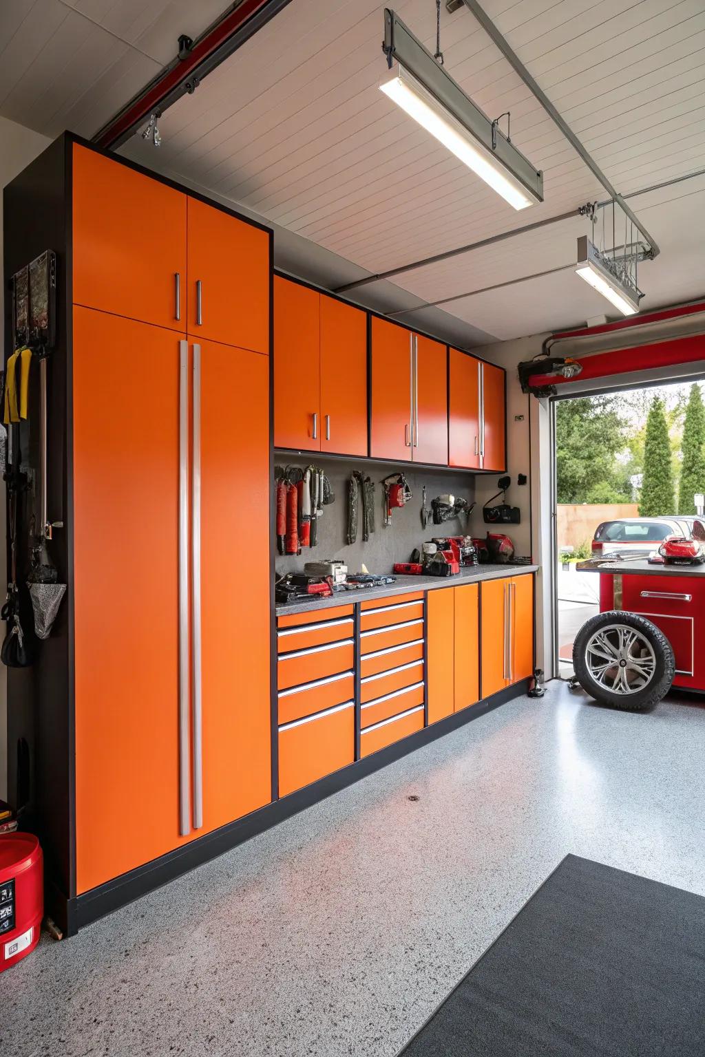 Vibrant coral organizers make a powerful statement.