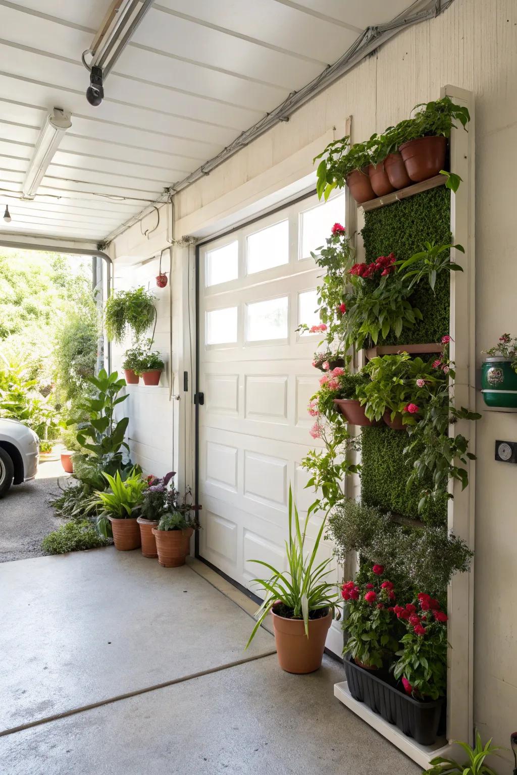 Integrating nature introduces freshness and vibrancy to the garage.