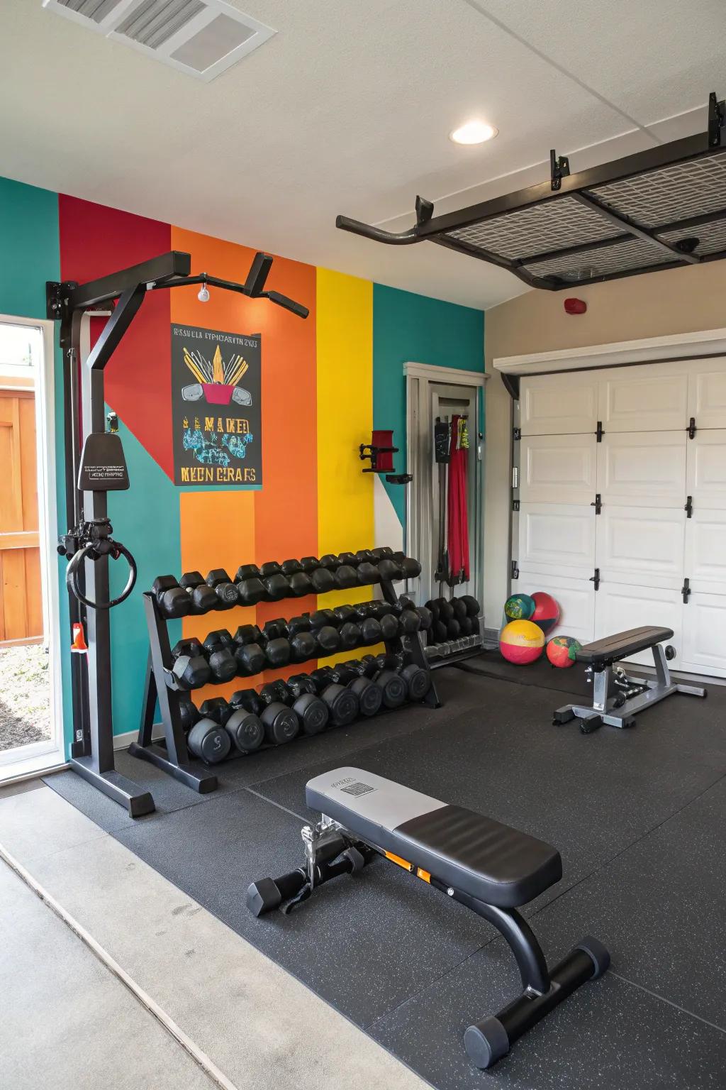 A vibrant emphasized partition can energize and personalize your gym.