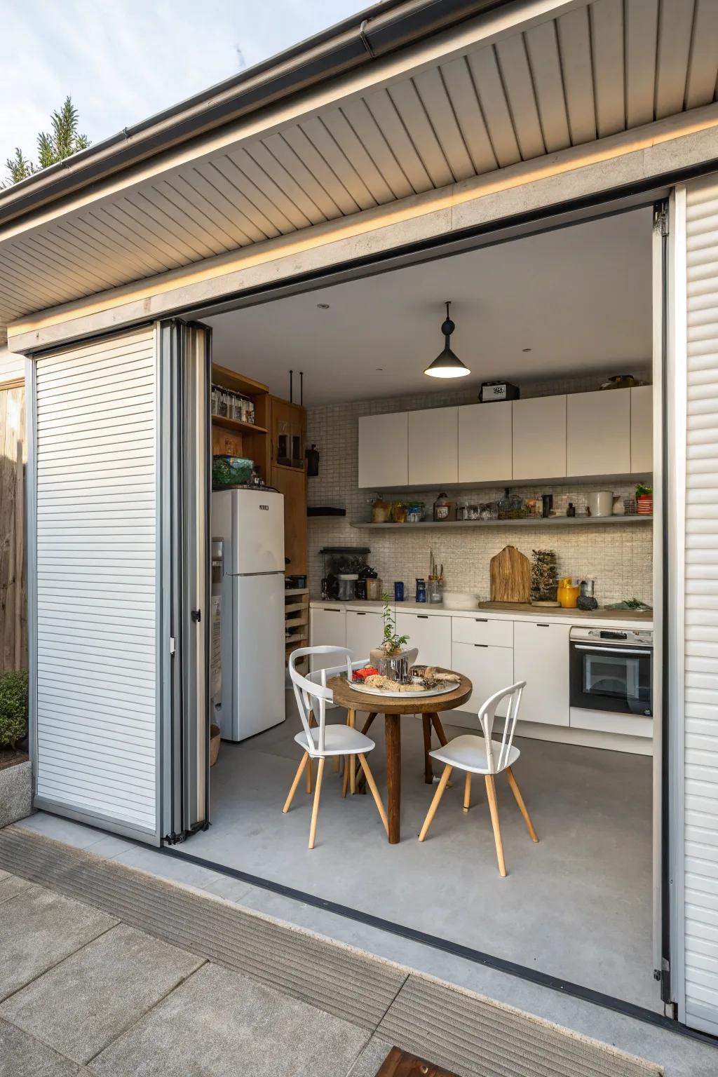 Sliding doors help keep clutter organized and out of sight.