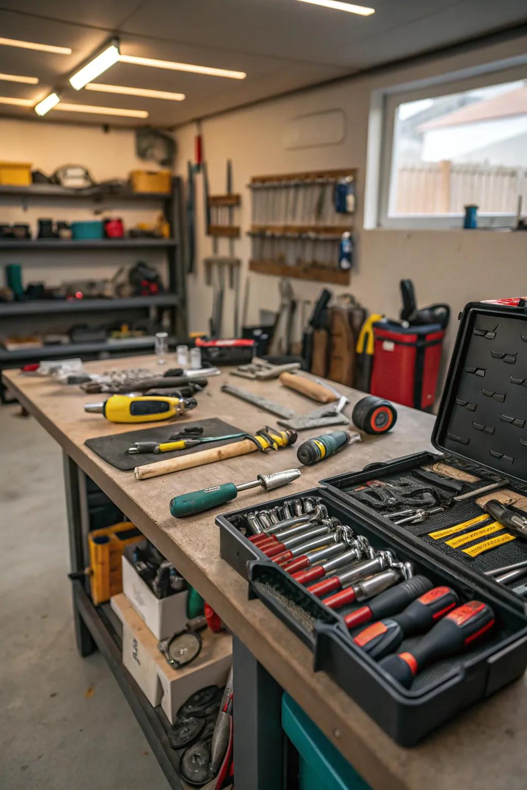 Enhance your garage with a functional workbench.