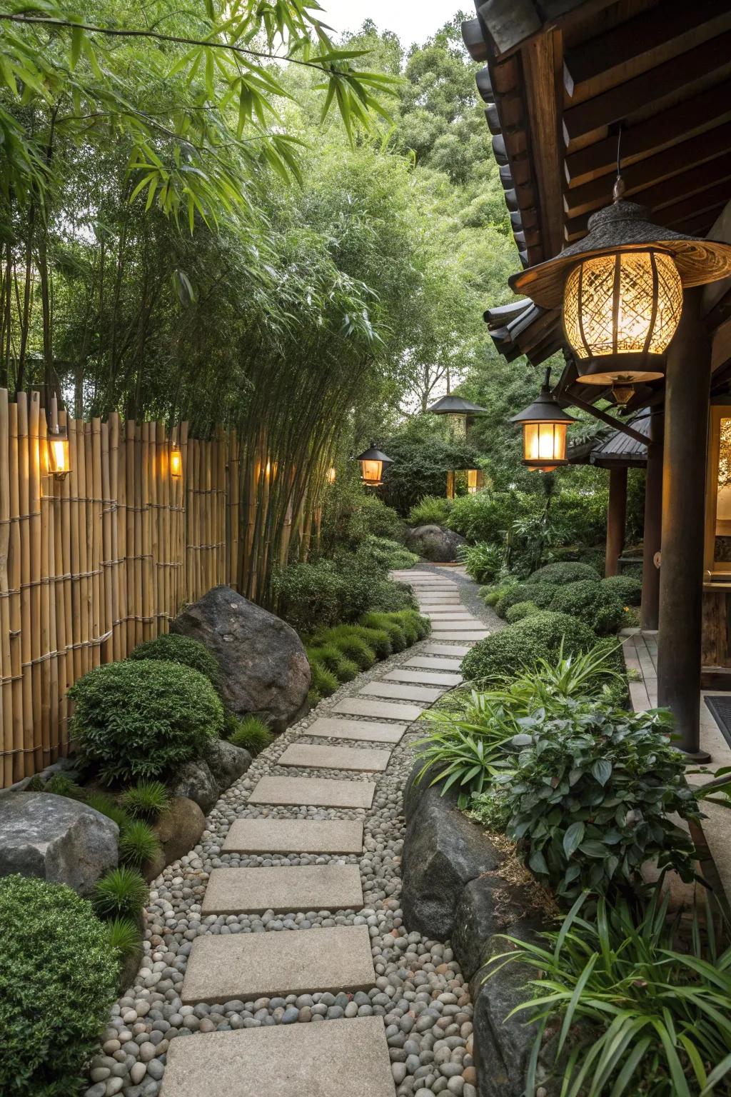 Bamboo edging offers an eco-friendly and unique garden border.