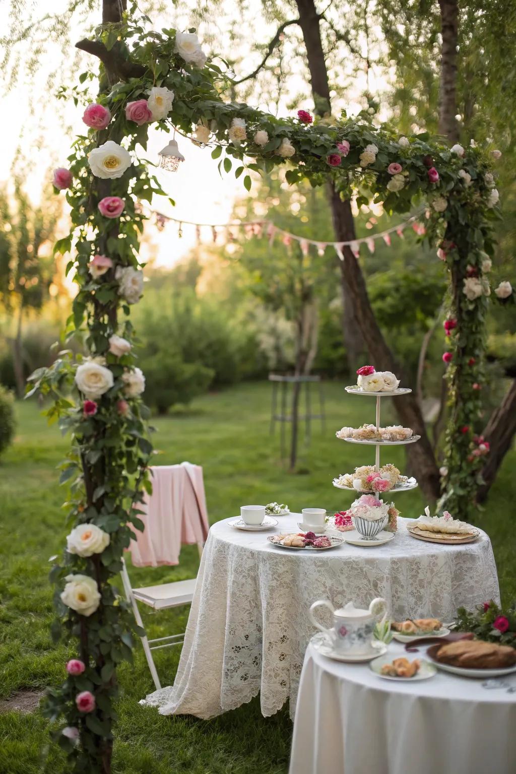 Blossom garlands saturate the space with organic beauty and color.