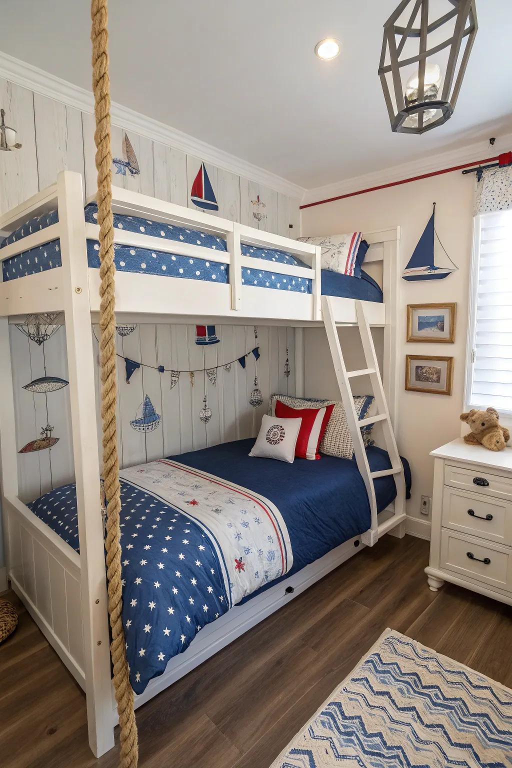 Coastal theme adds charm and character.
