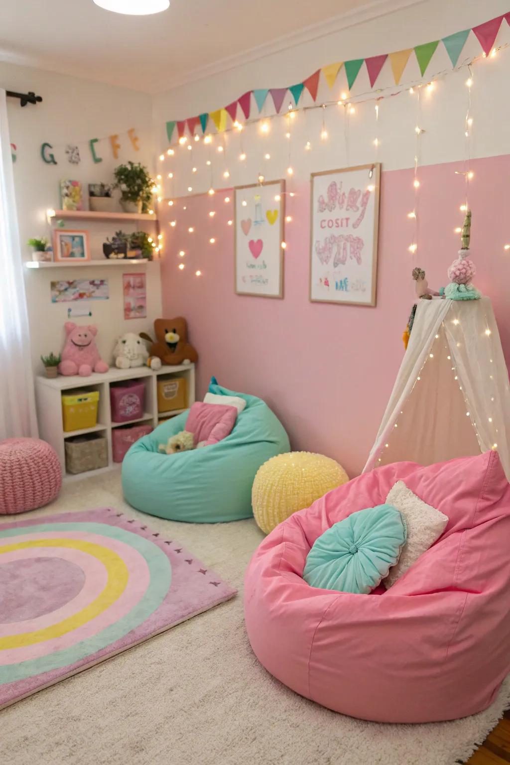 Beanbags present playful and adaptable seating choices.