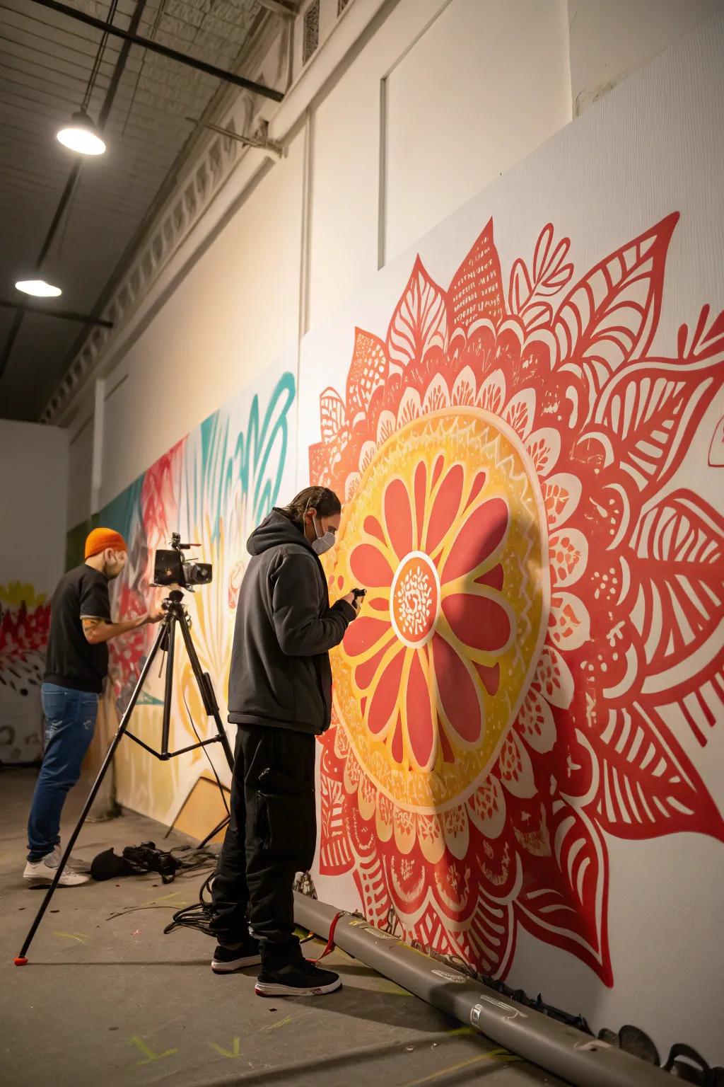 Stencil-style art offering a neat aesthetic in a studio