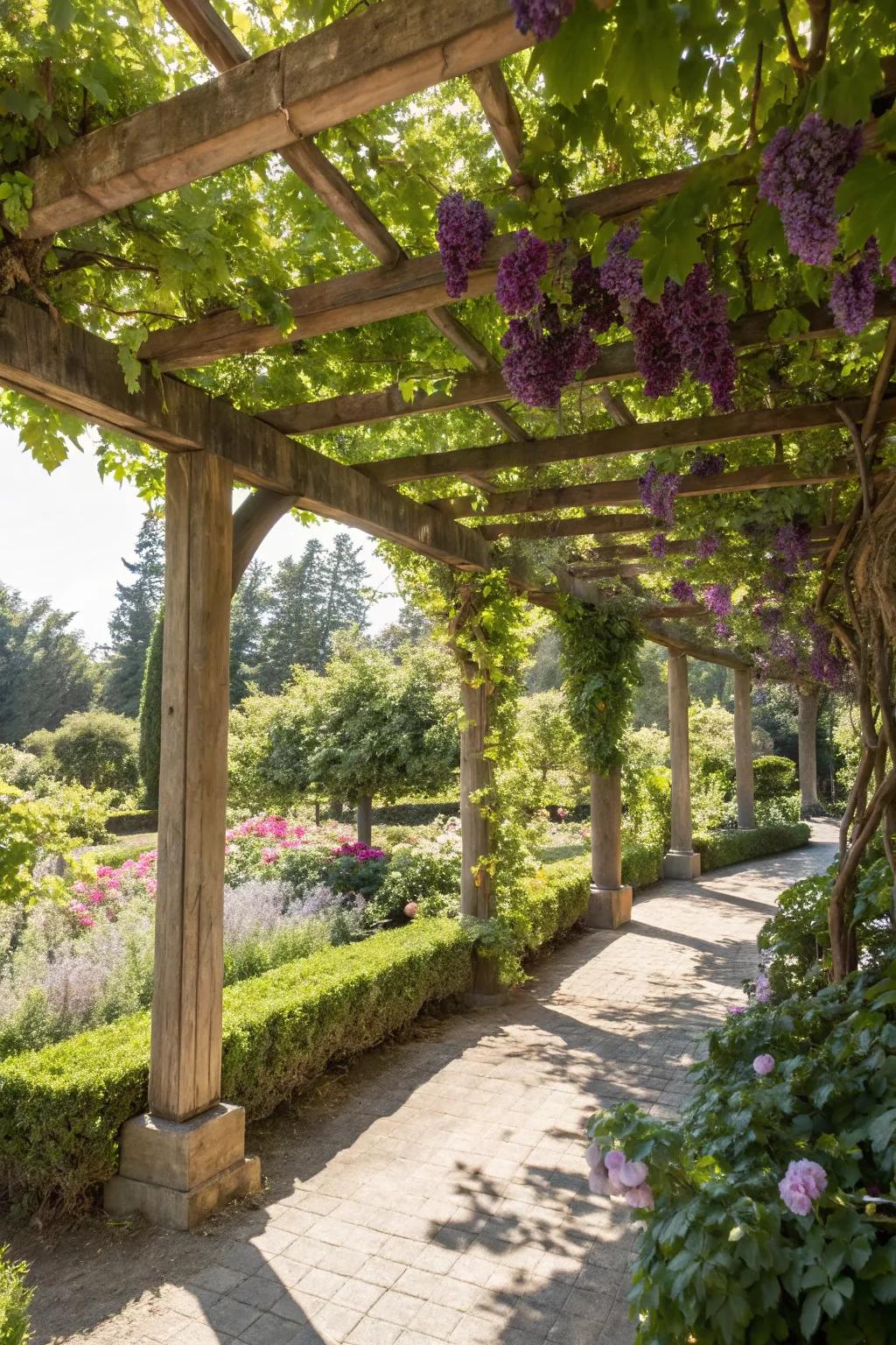 Wood trellises provide durability with a warm, natural aesthetic.