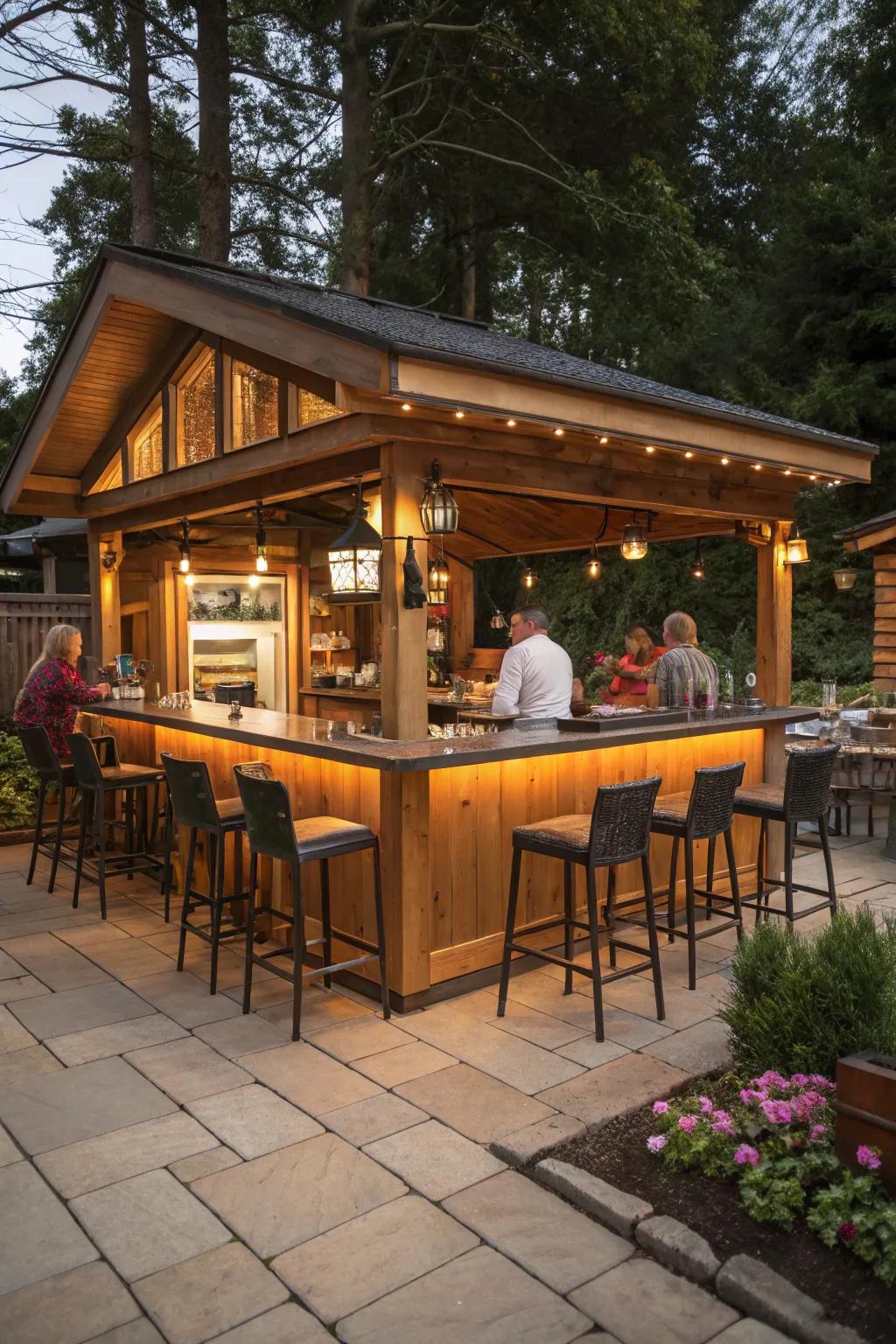 A grill gazebo featuring a bar setup for perfect outdoor entertaining.