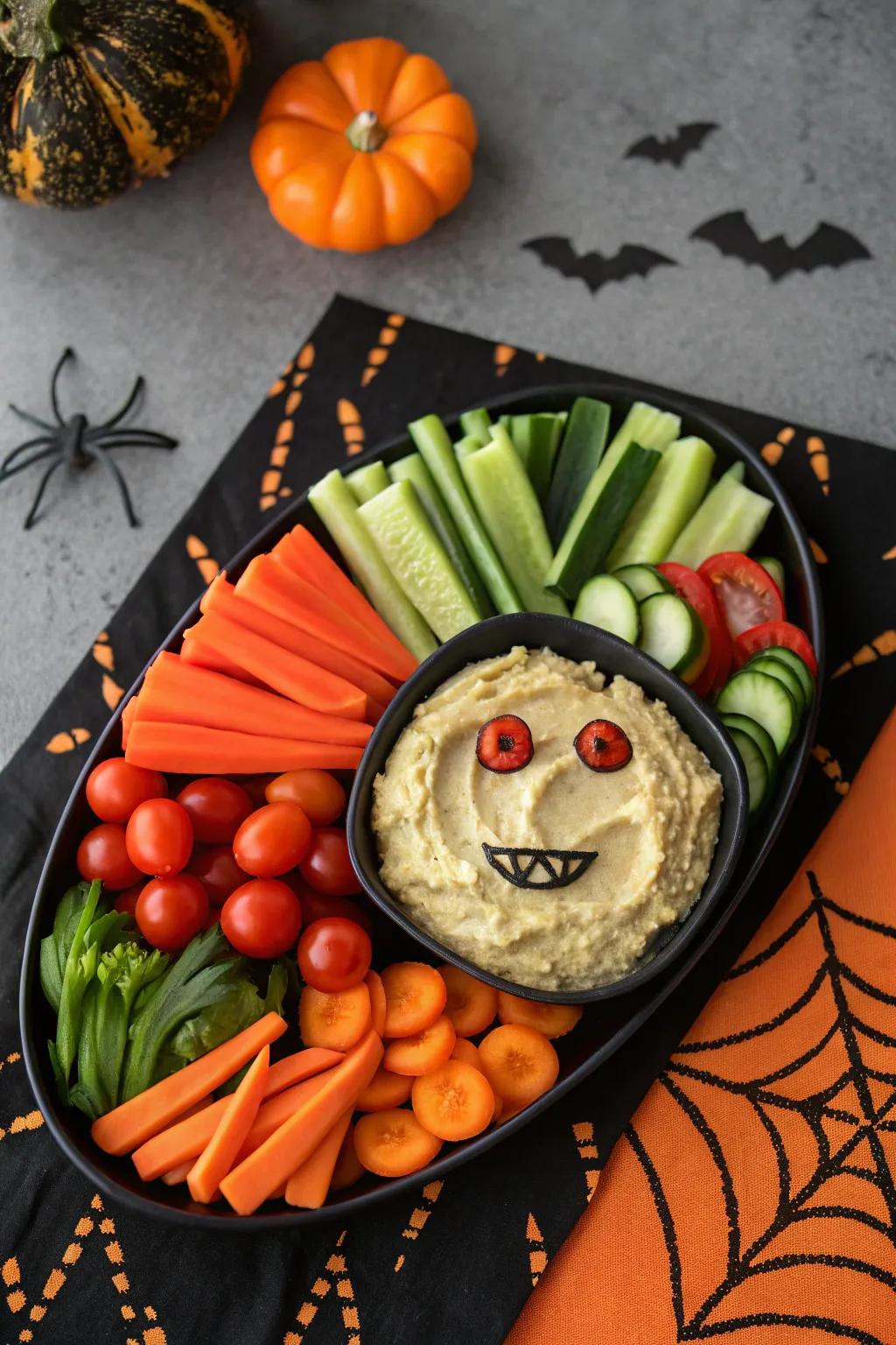 Bloodsucker greens board – equally healthful and spooky.