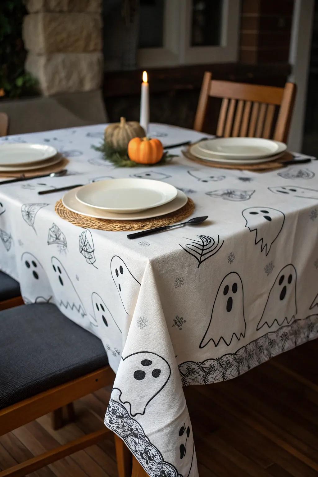 Surprise guests using a spirit table covering at your dinner.