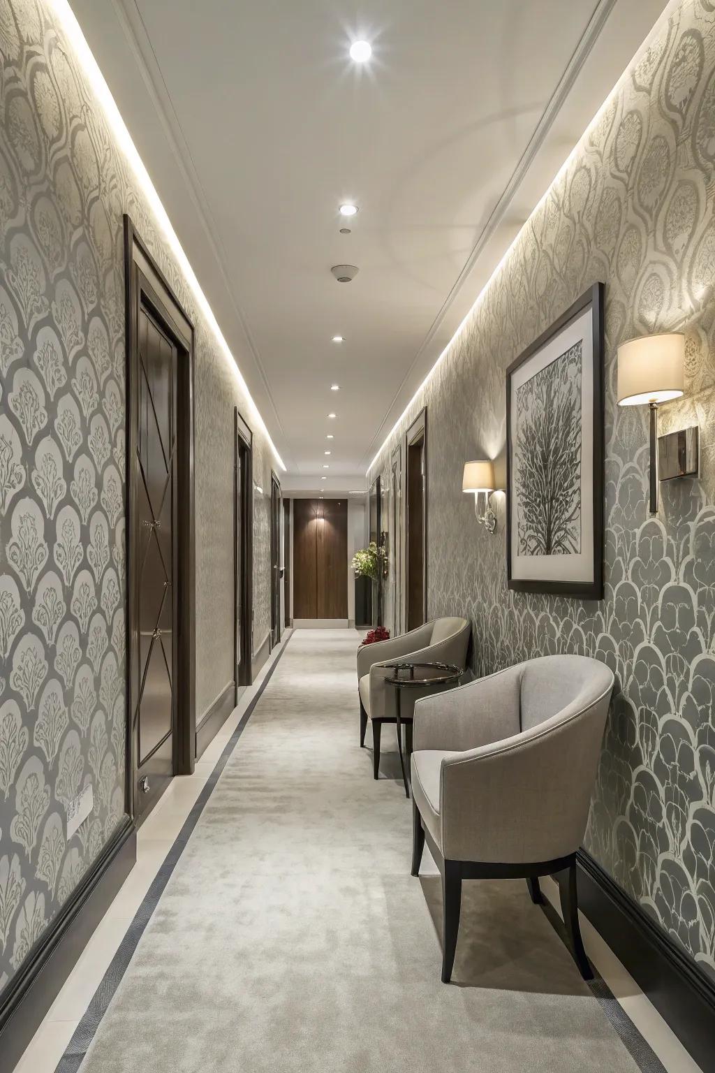 A hallway displaying single-shade sophistication.