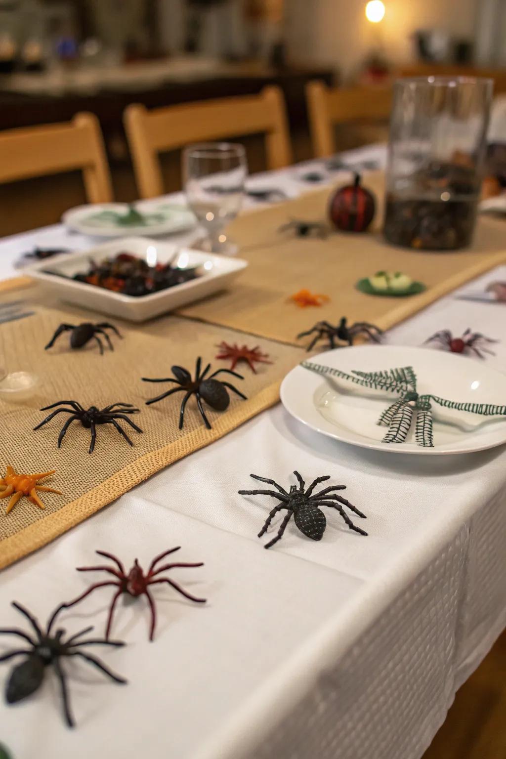 Inject a modicum of horror into your dining surface through creepy crawlers.