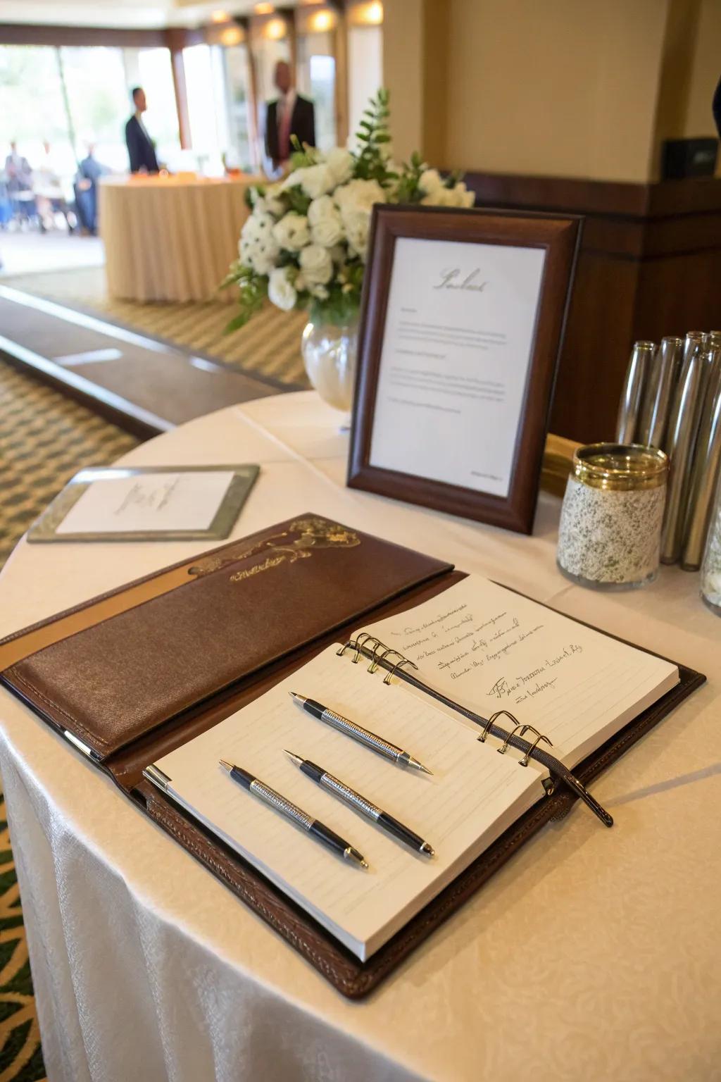 A guest registry turns memories into lasting mementos.