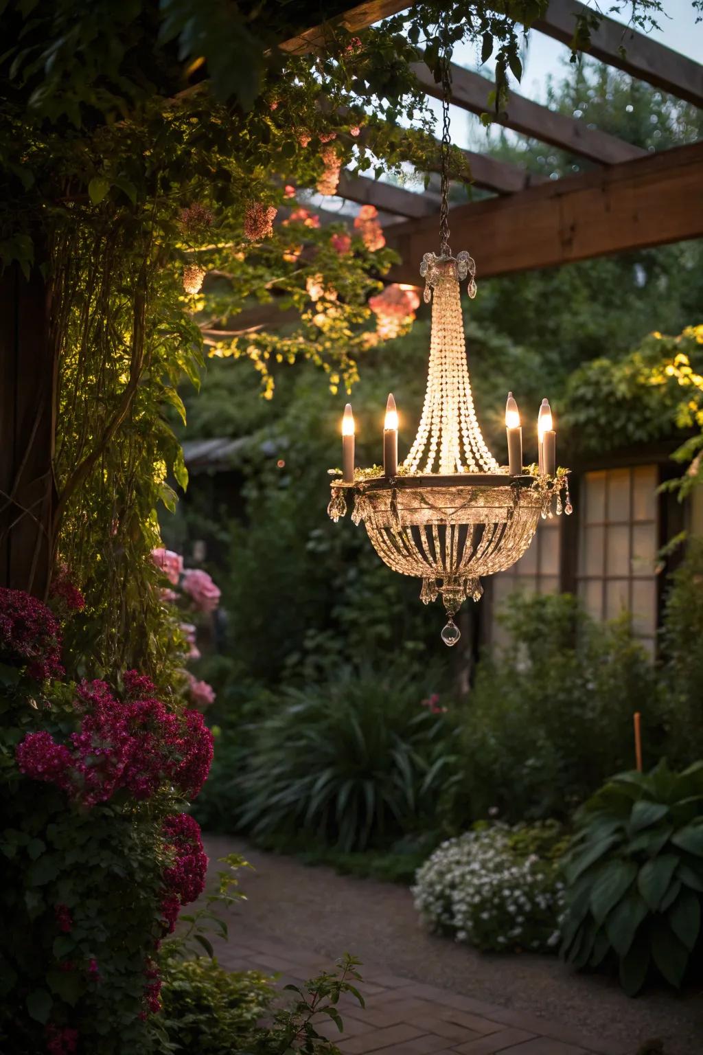 Light up your garden with a sun-powered light fixture.