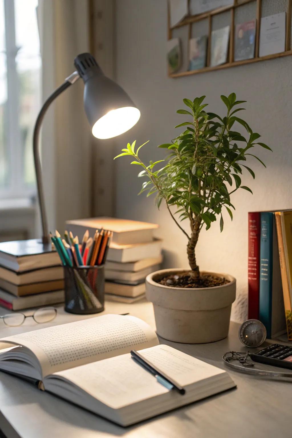 Greenery adds calm.