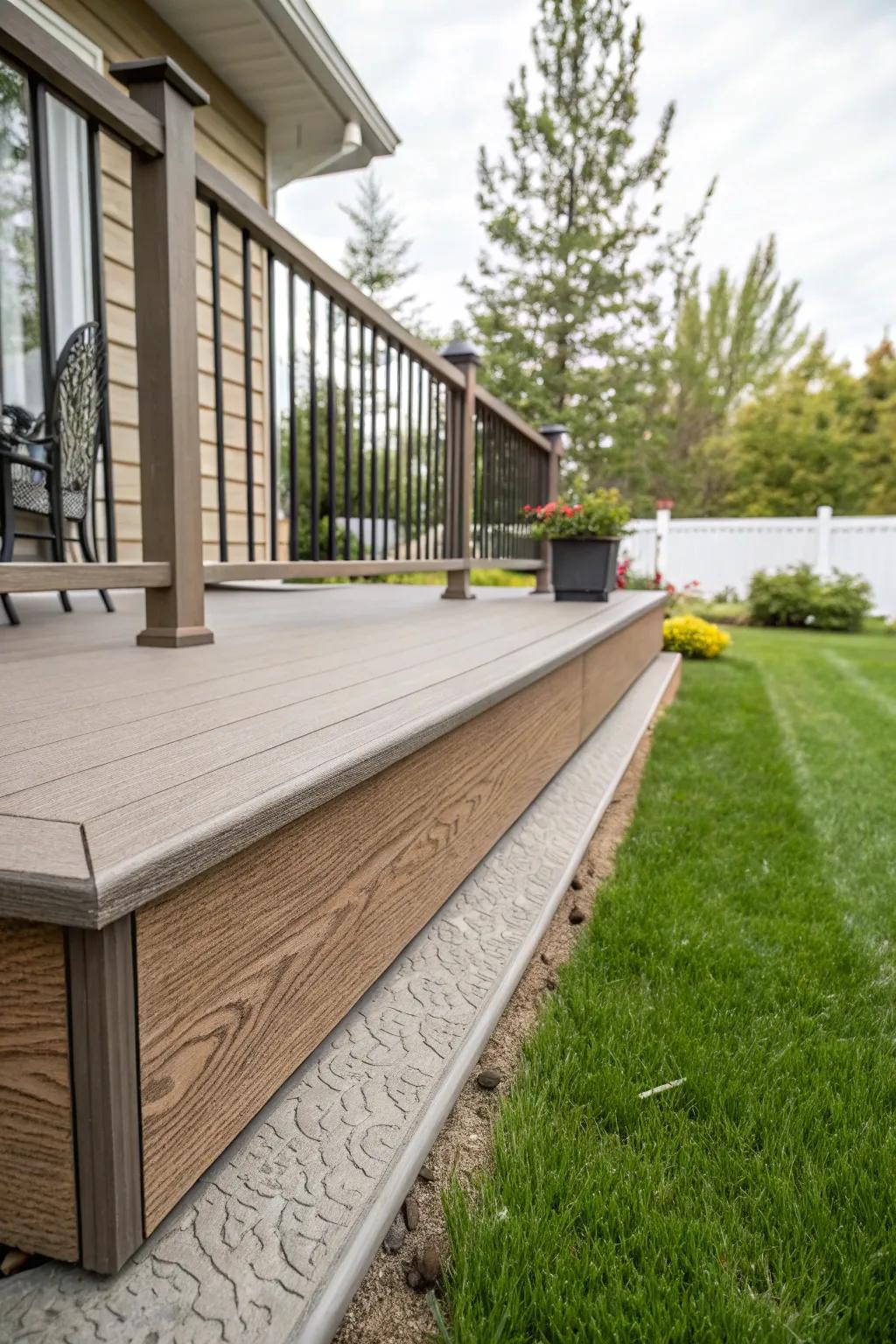 Textured composite skirting captures the essence of wood with reduced maintenance.