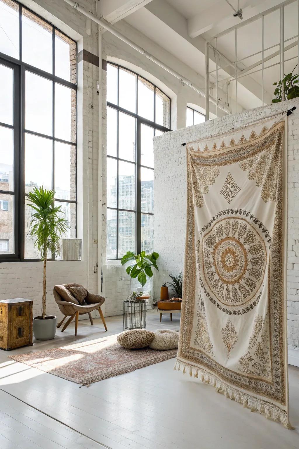 Textiles can separate rooms in an artistic way.
