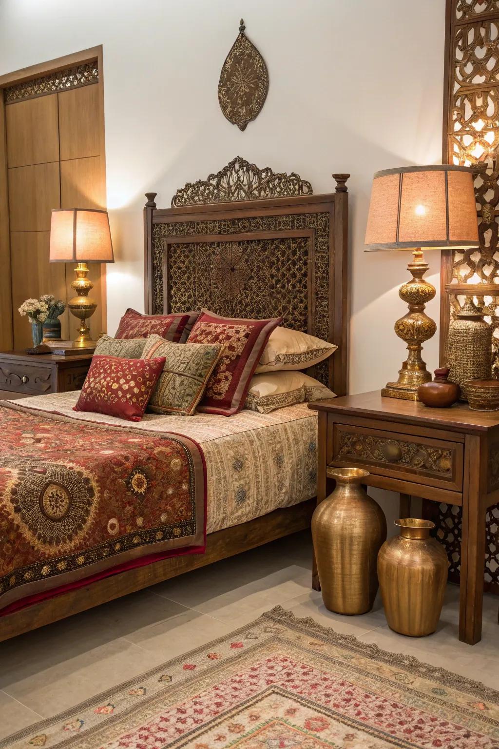 Metal accents add elegance and sparkle.