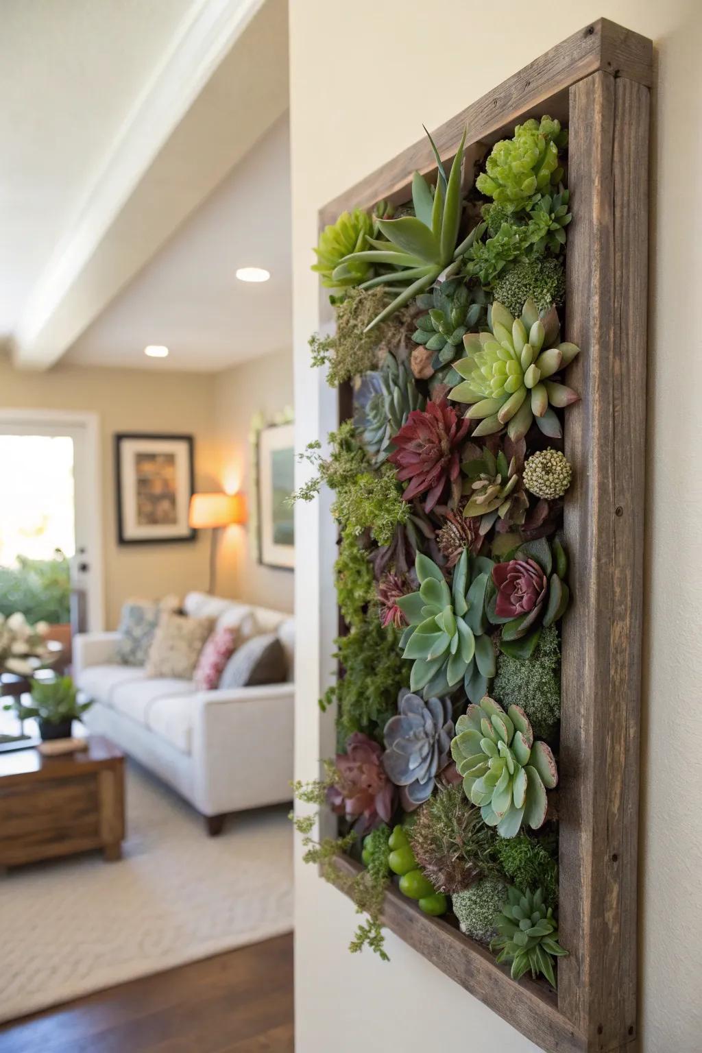 Revitalize walls using a garden of succulents.