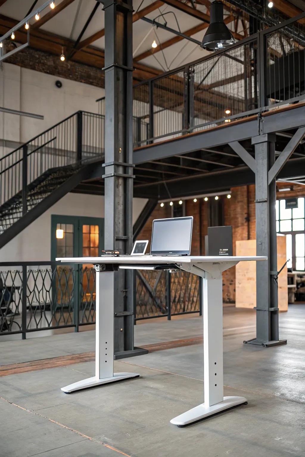 Adjustable-height desks add versatility to your industrial setup.