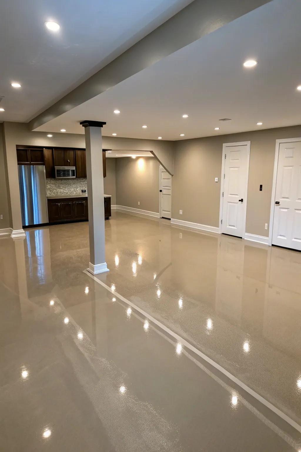 Epoxy coatings deliver a sleek and durable finish.