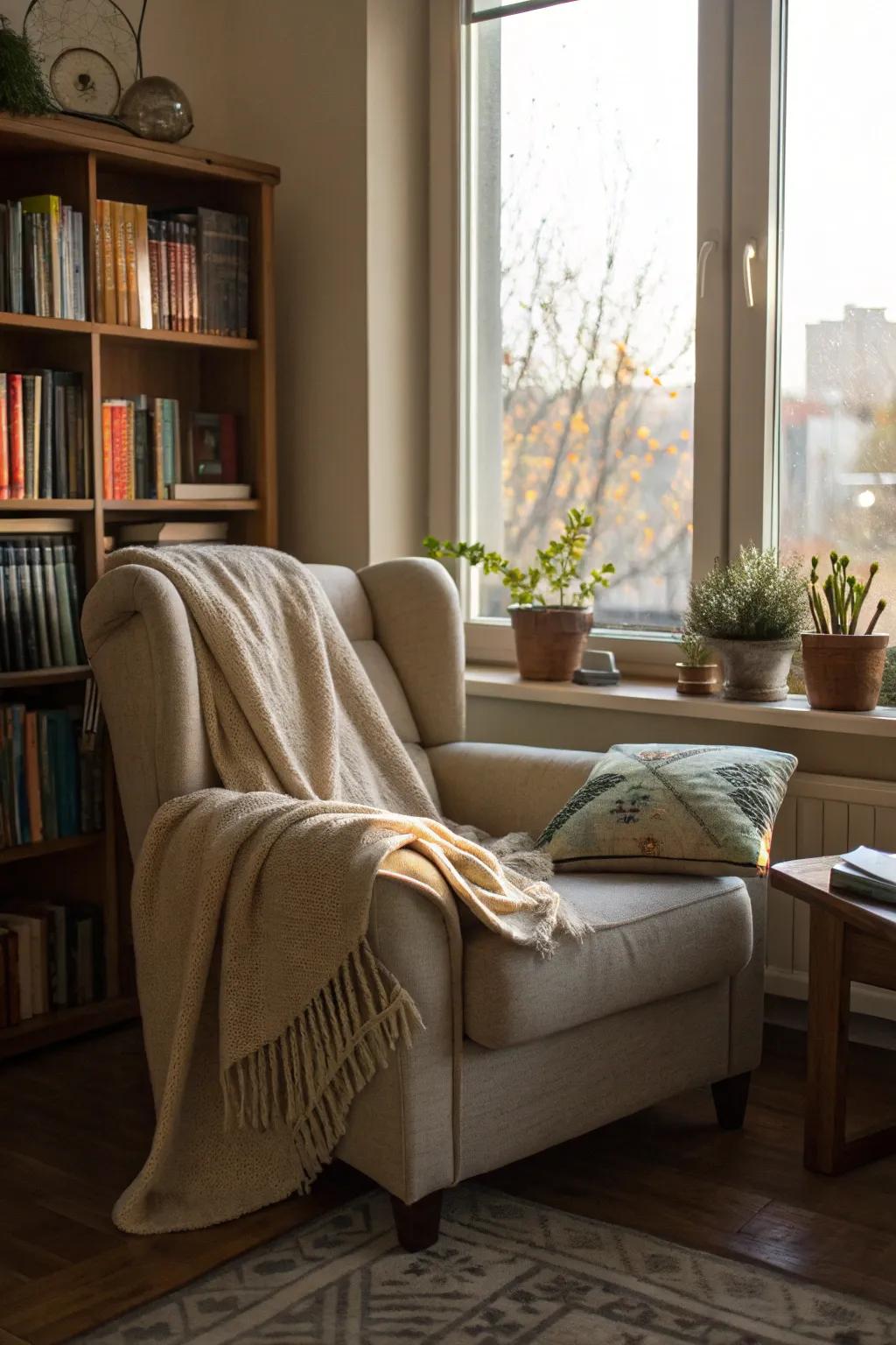 Produce a cozy getaway using a personalized reading spot.