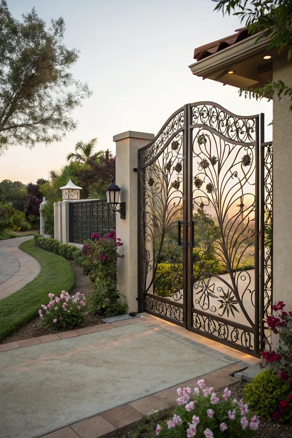 A creative iron entryway displaying inventiveness and craftsmanship.
