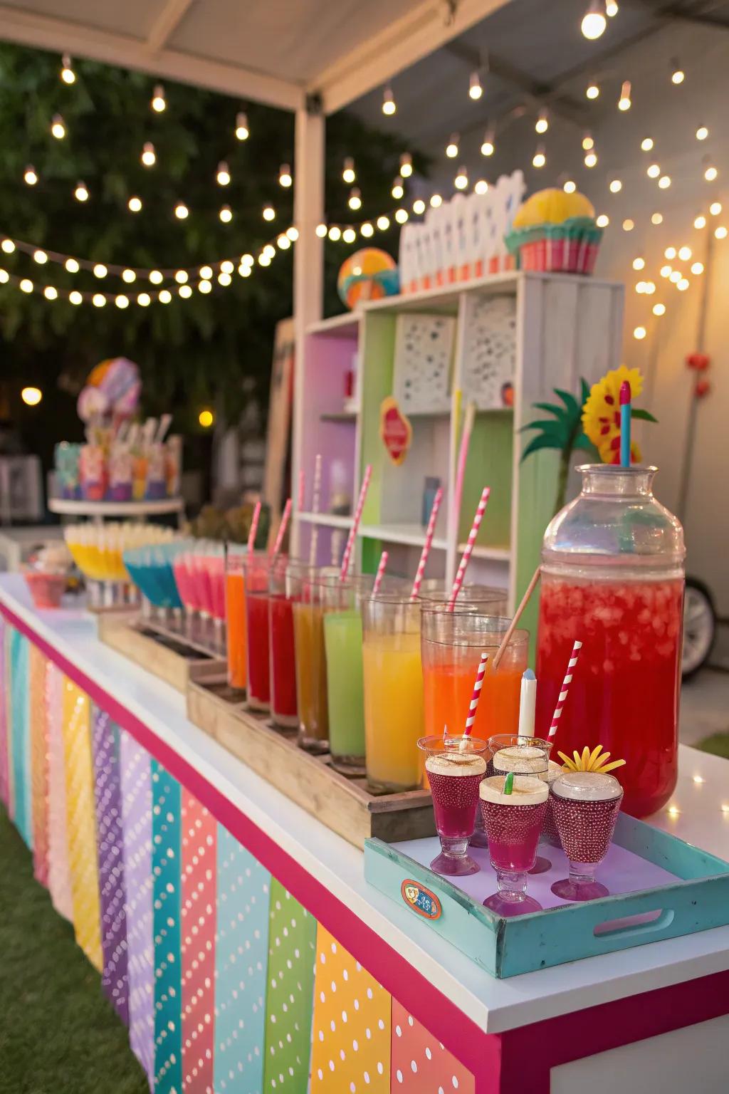 A themed drink station introduces a festive flourish.