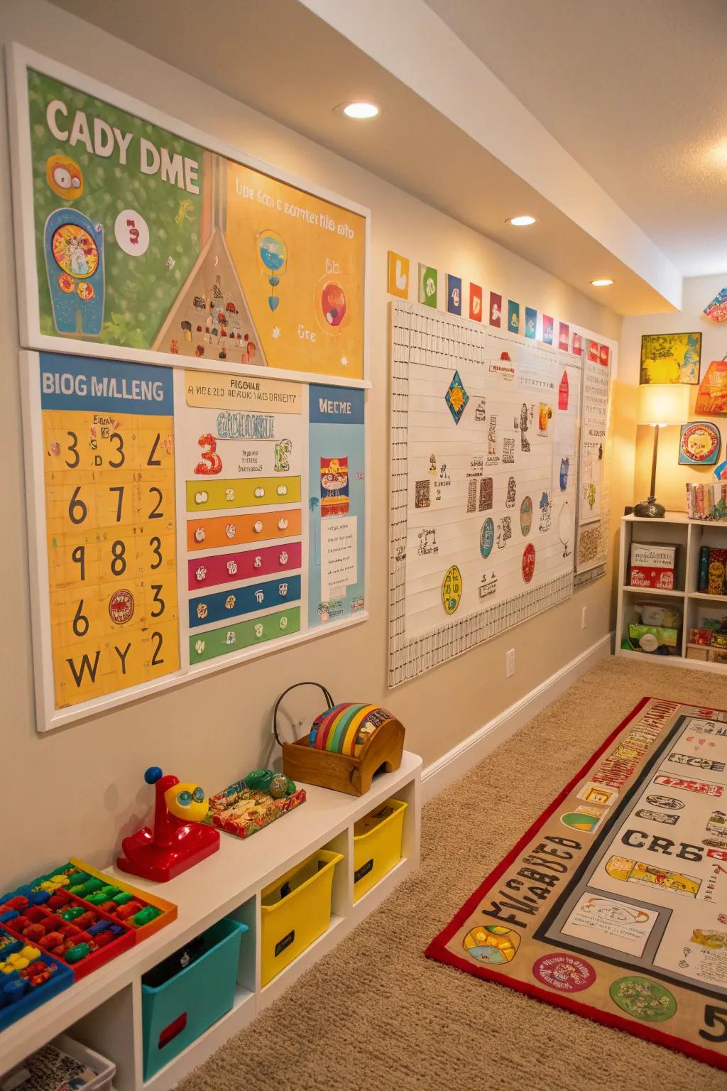 Play-centric wall features combine enjoyment with learning.