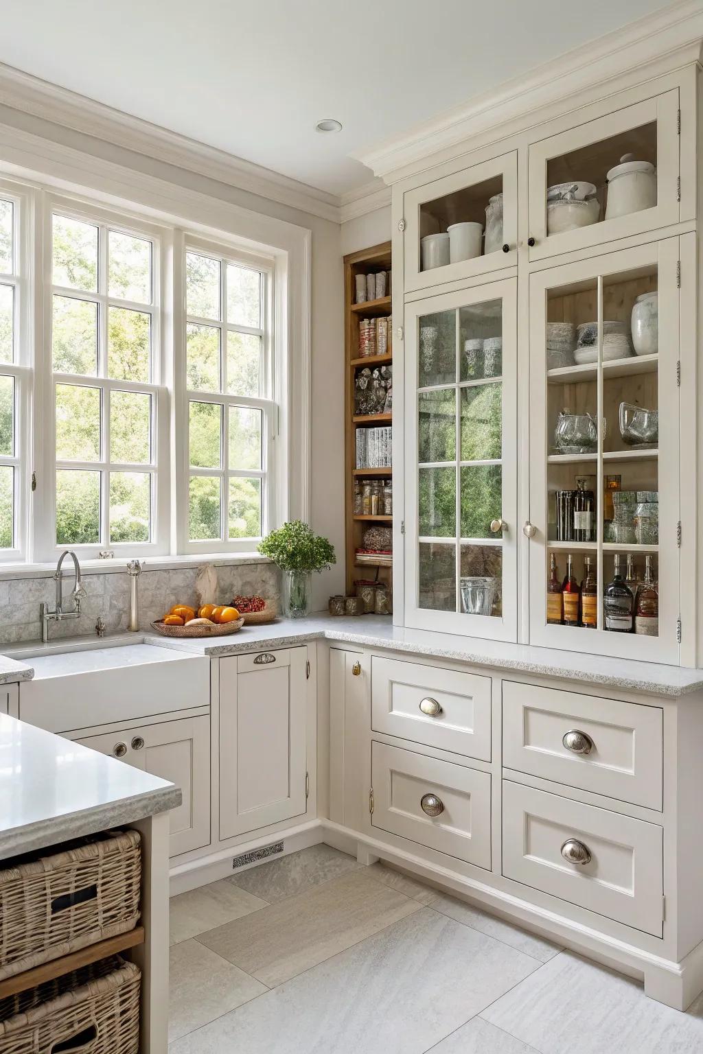 Custom storage helps keep the kitchen clutter-free.