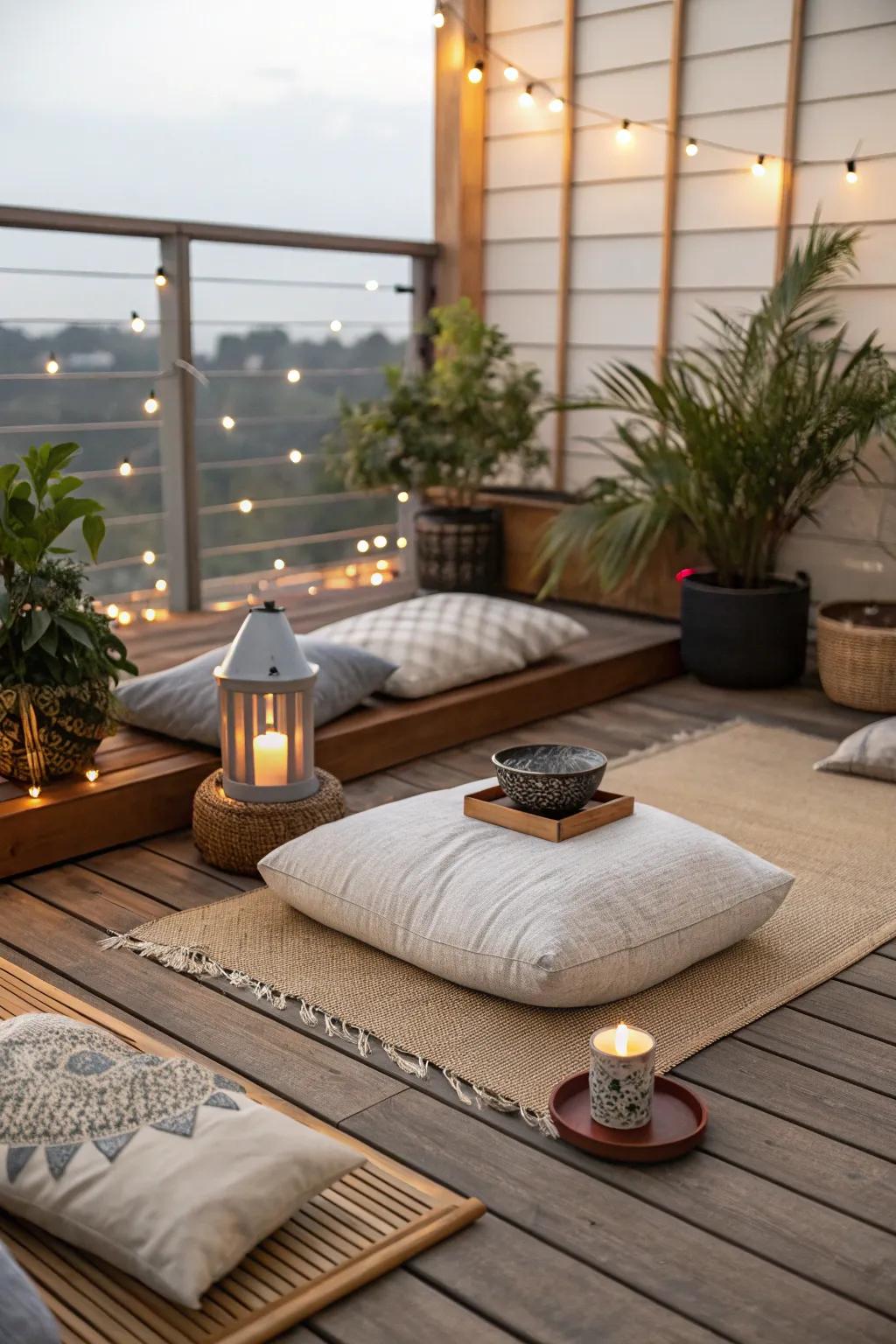 A Zen corner offers tranquility and a space for reflection.