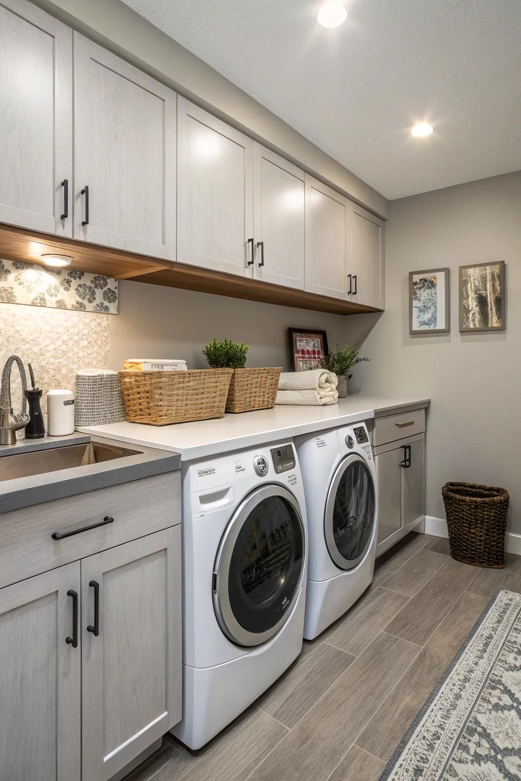 Modern Laundry room with laminate surfaces