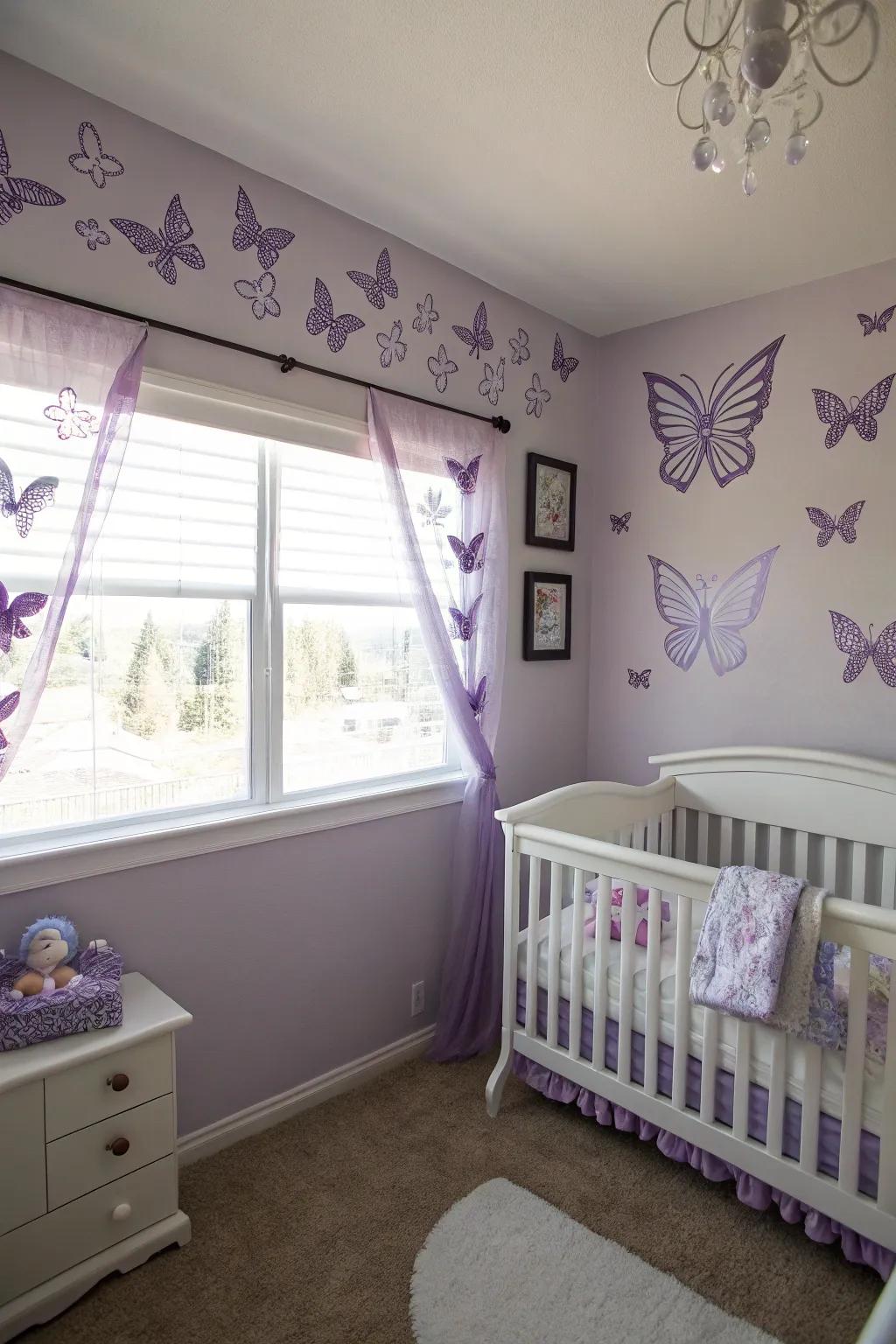 Butterfly decor adds an enchanting touch.