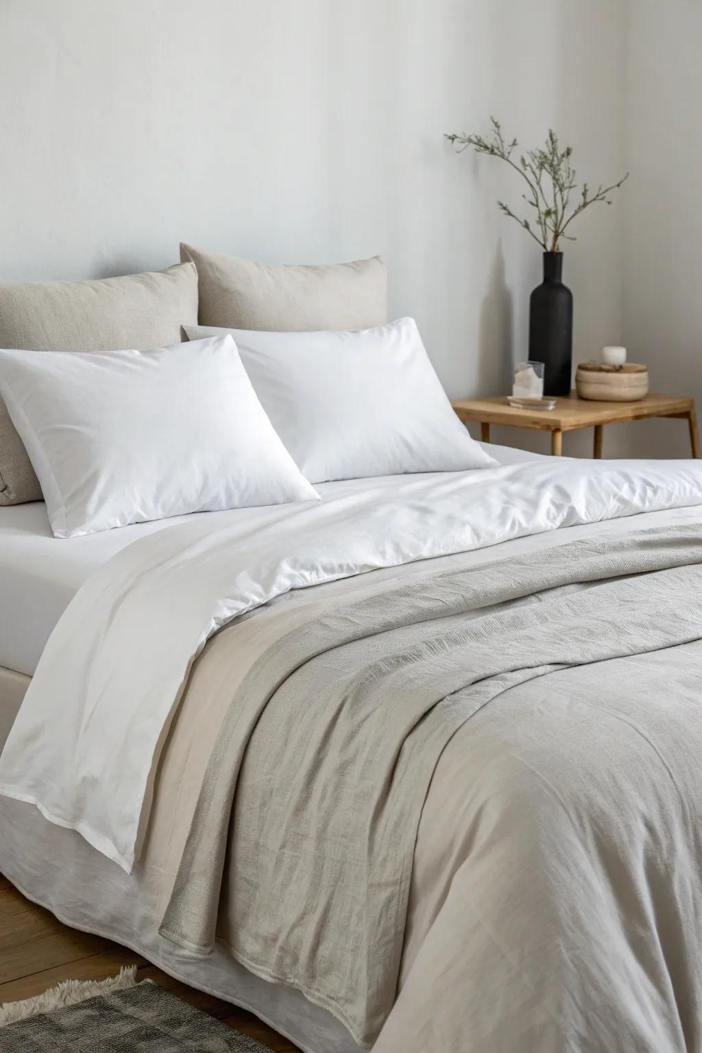 A minimalist aesthetic using subdued shades for a soothing ambiance.