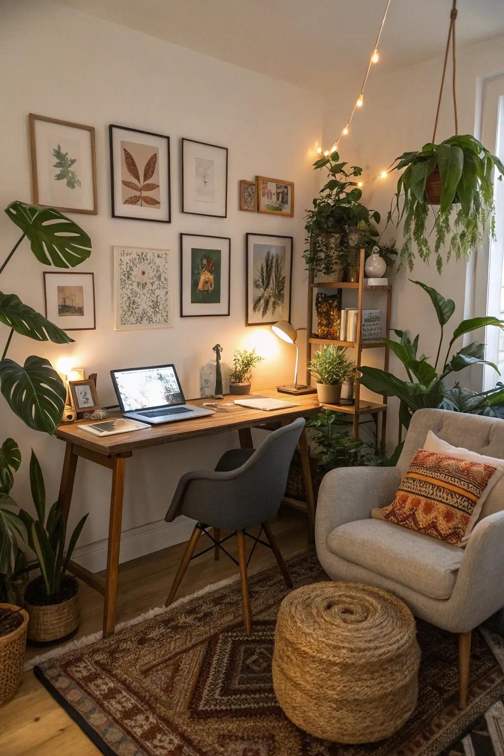 Personal touches add warmth and comfort to the space.