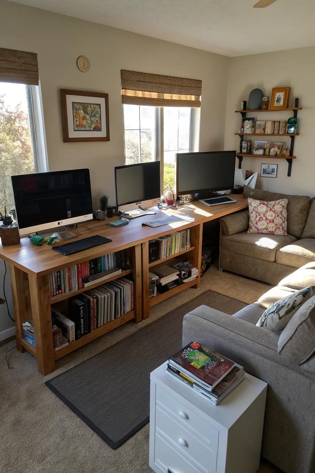 Effectively utilize corner spaces with L-shaped desks.