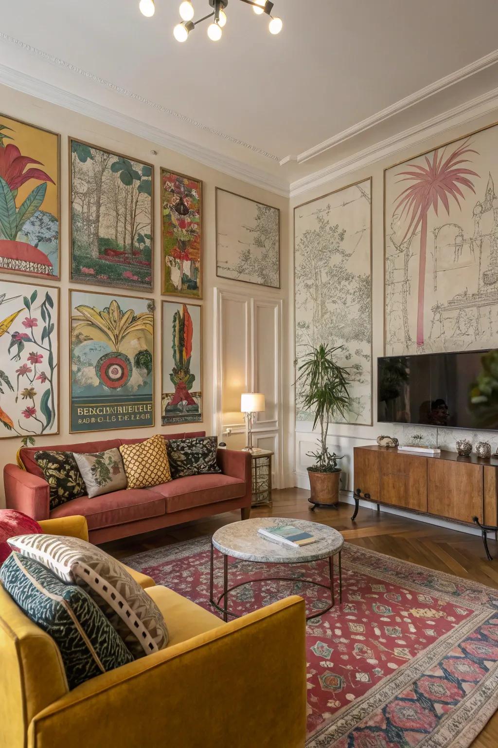 Illustrated panels transform your wall into a canvas.