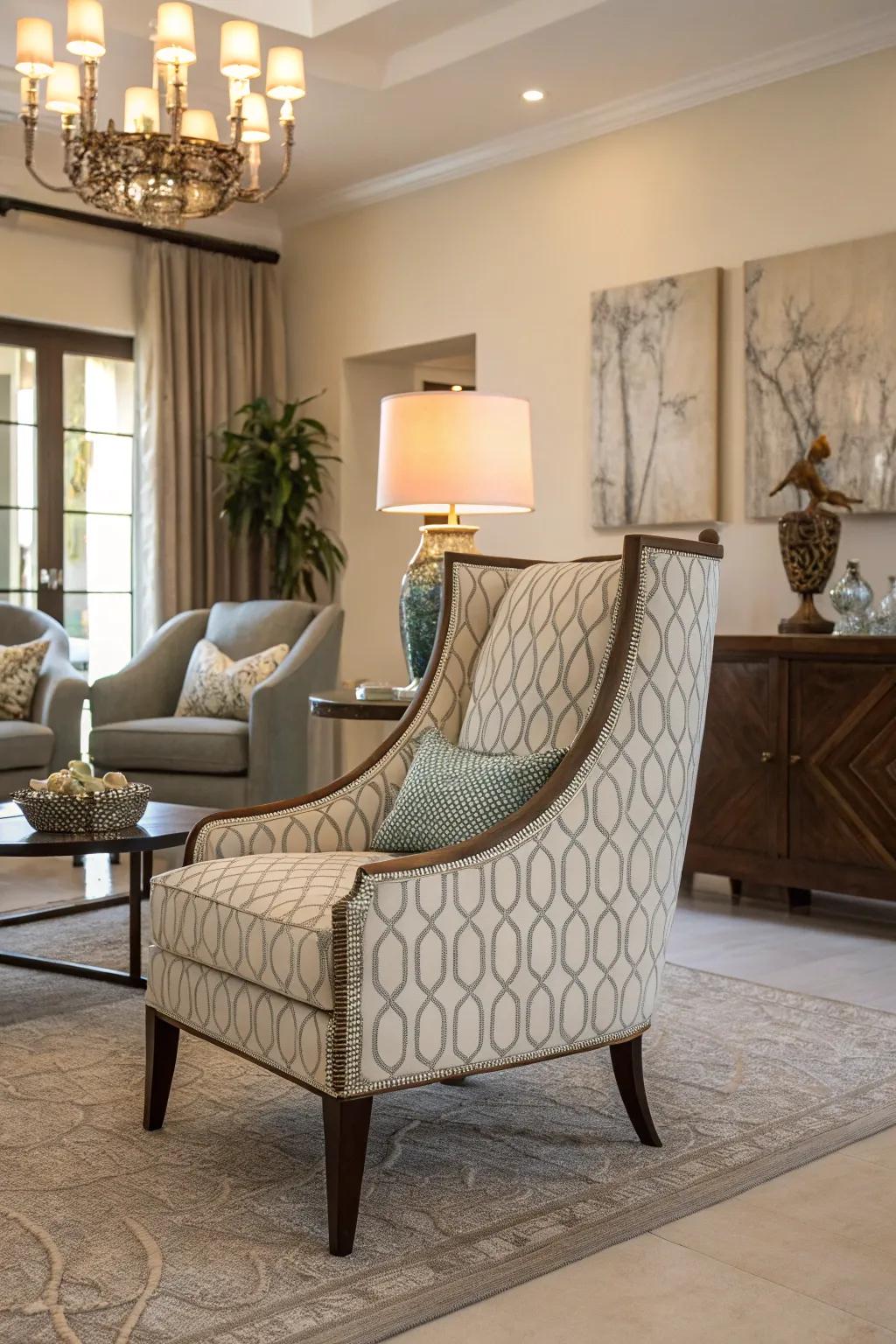 Artistic chairs can function as captivating focal elements.