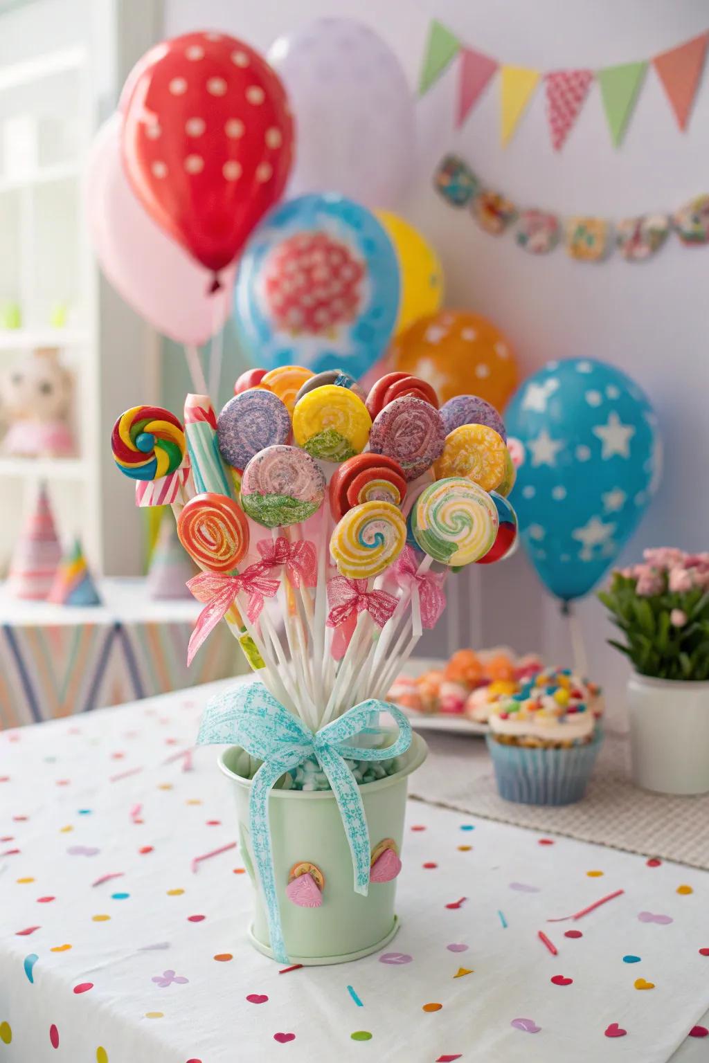 Small candy pop posy party treats