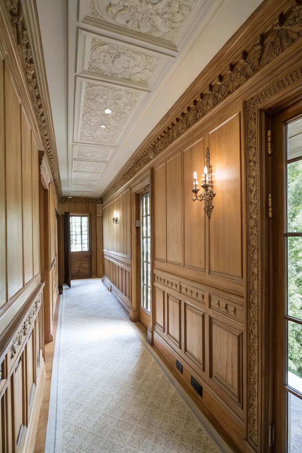 Architectural features can enhance the style of a hallway.